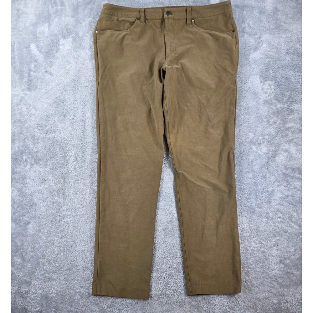 Lululemon ABC Slim Straight 5 Pocket Pants Khaki Brown 36 Utilitech Athleisure